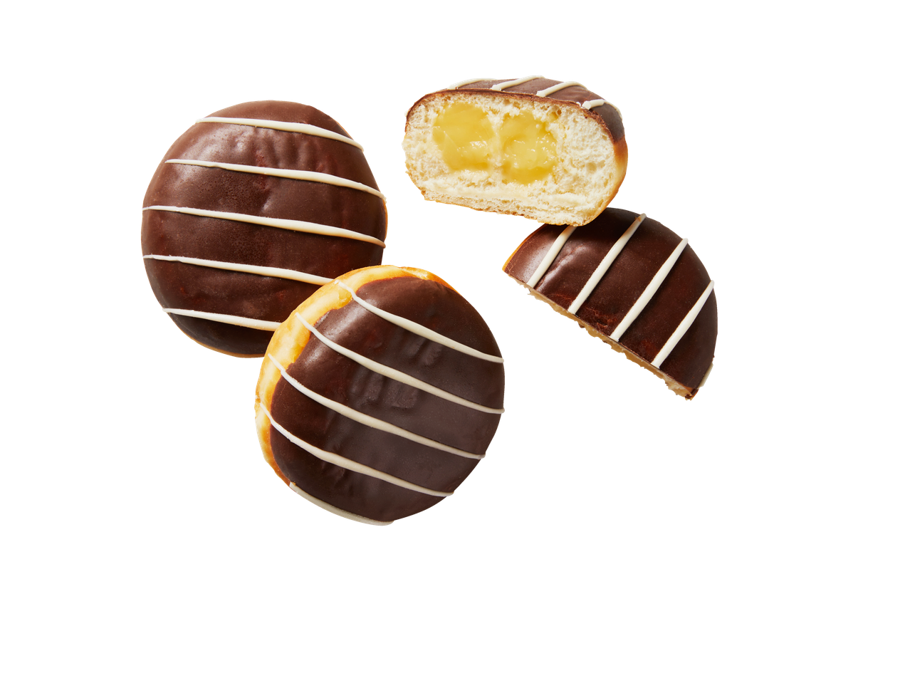 Chocolade donuts met citroen curd.