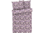 Lilac floral bedding set with matching pillowcases.