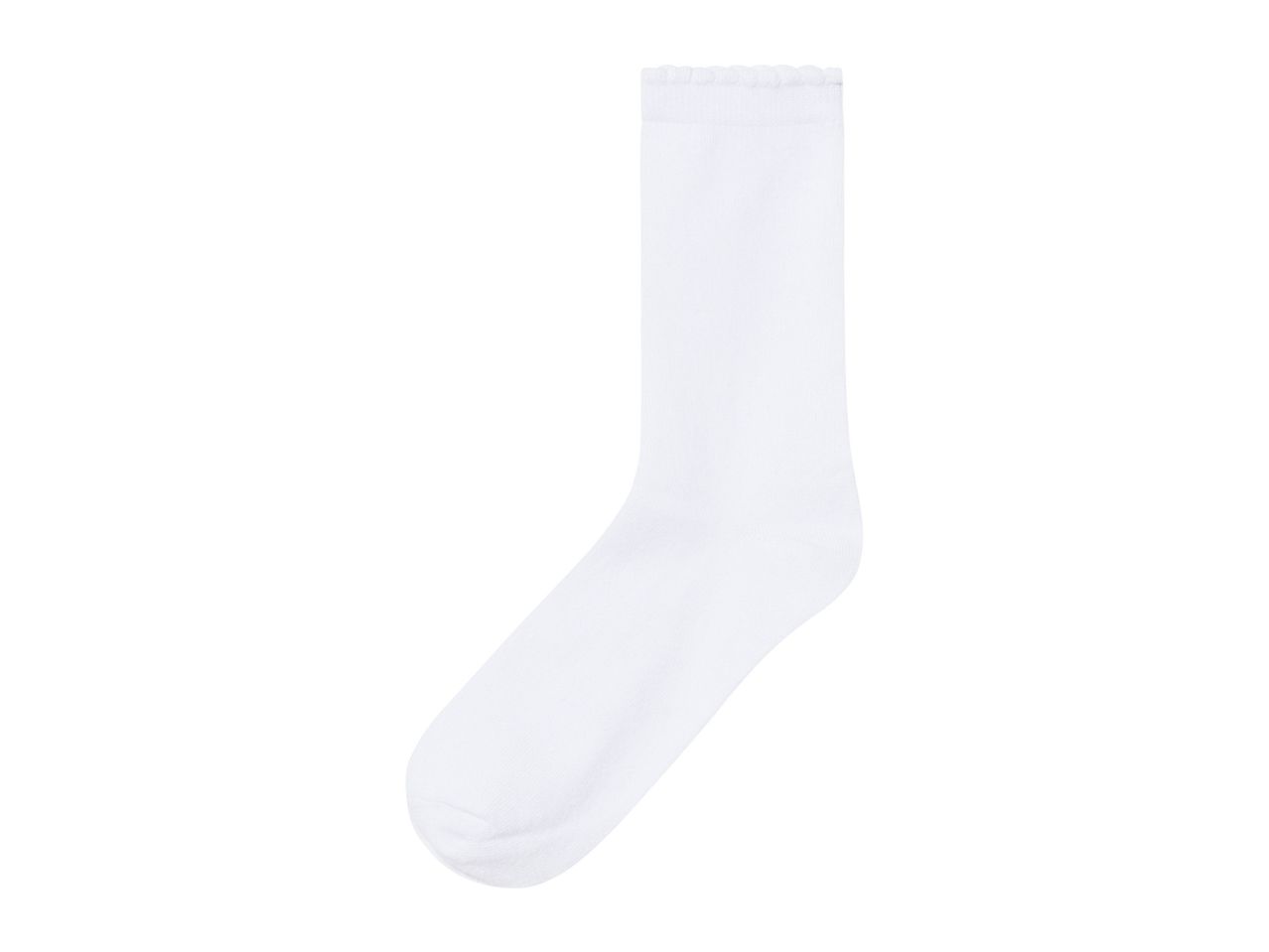 White socks with decorative trim.