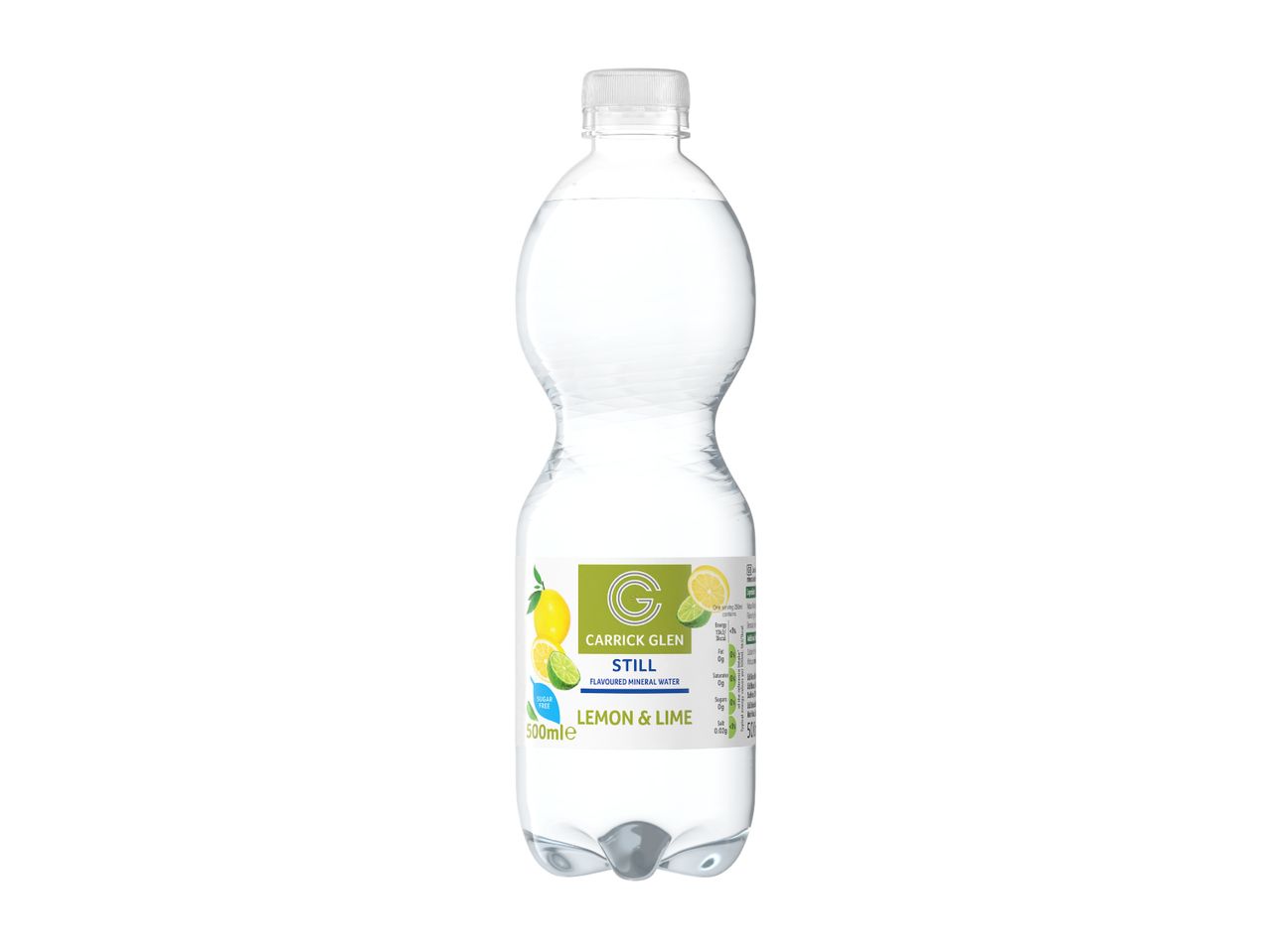 Still lemon & lime flavored mineral water bottle, 500ml, sugar-free.