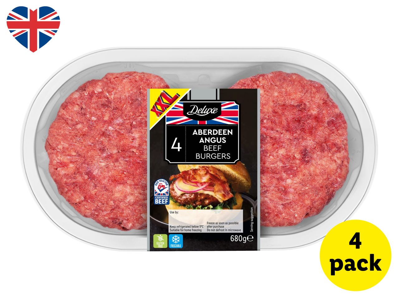 Deluxe XXL 4 Aberdeen Angus Beef Burgers
