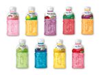 En række Mogu Mogu drikkevarer i forskellige frugtsmage.