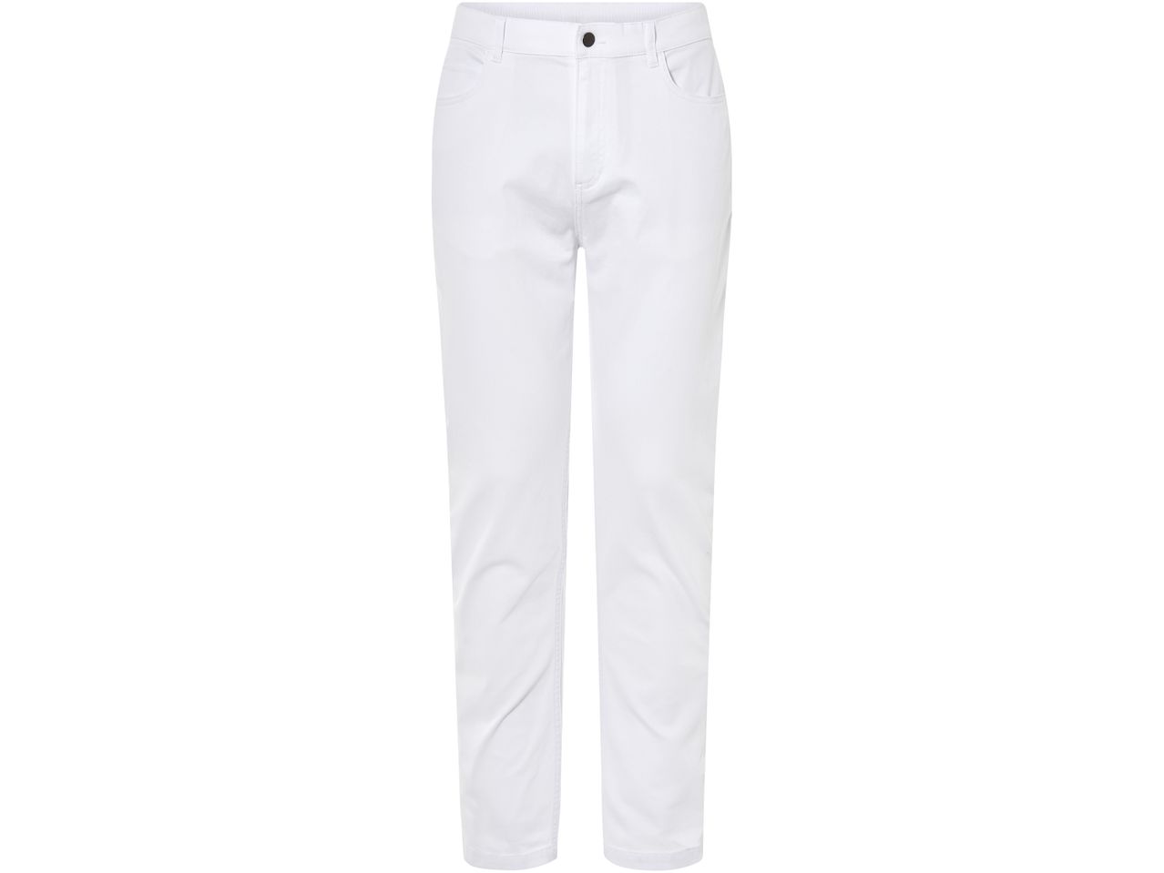 Pantaloni bianchi da lavoro da uomo su sfondo bianco.