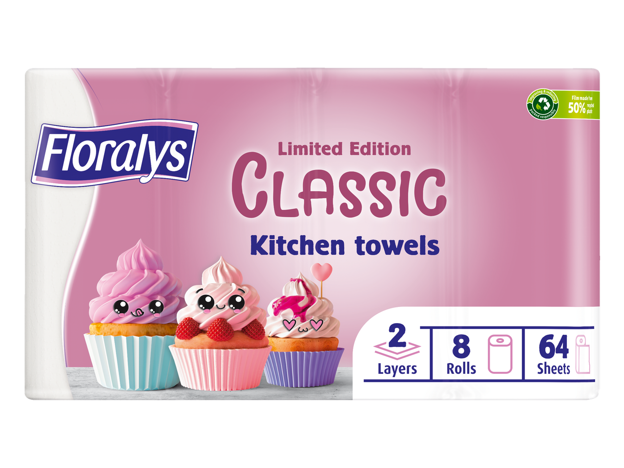 Floralys Classic keukenhanddoeken, limited edition, cupcake design.