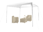 Pavilion LIVARNO cu mobilier de grădină din ratan și accesorii.