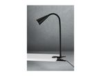 Black clamp-on desk lamp with a flexible gooseneck arm.