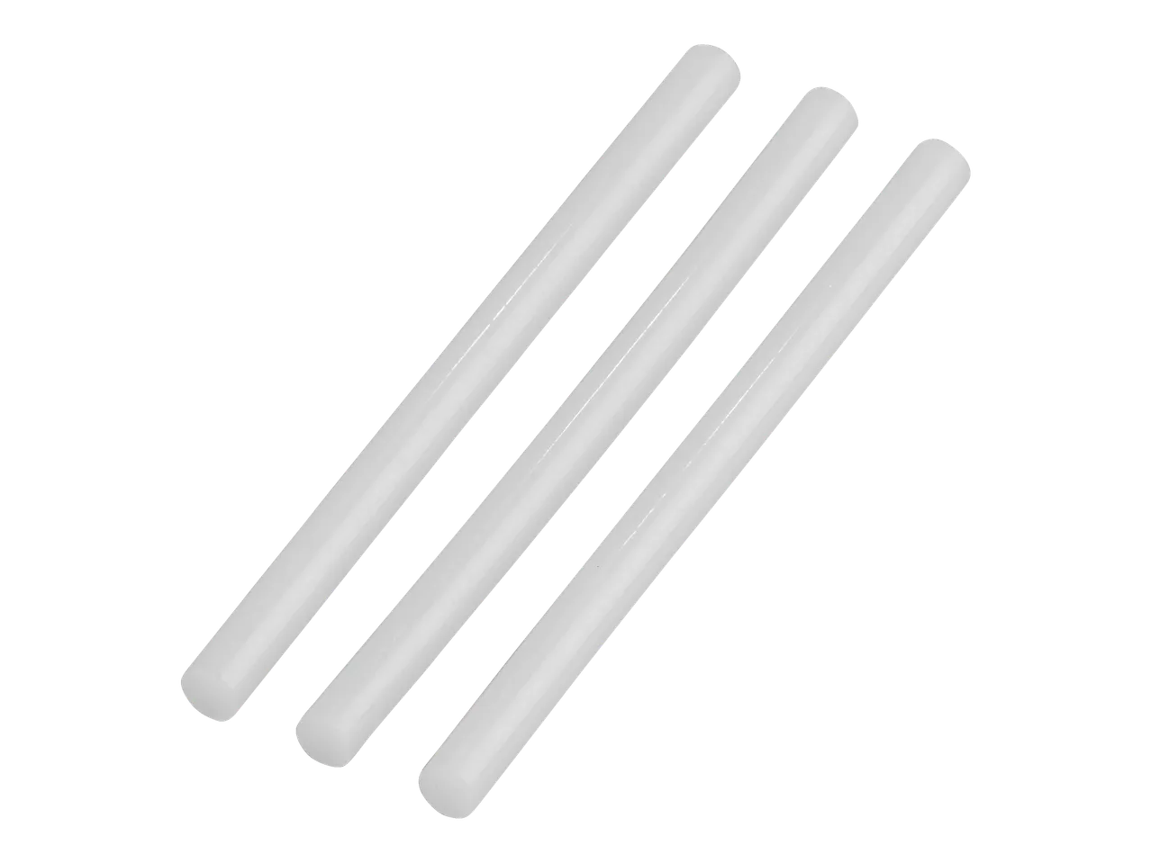 Három fehér ragasztórúd fekete háttér előtt.