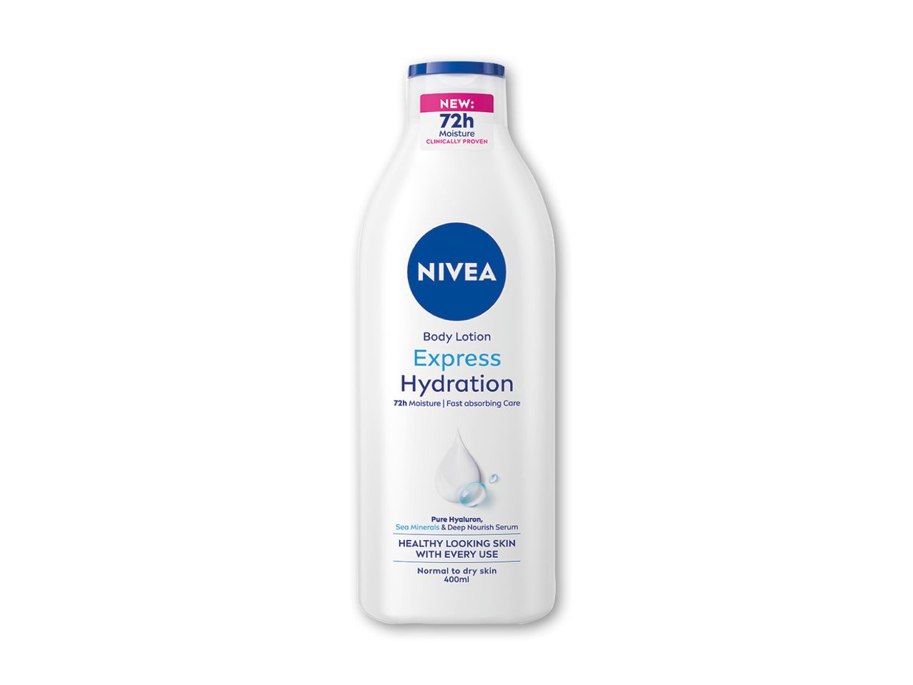 Nivea Express Hydration Body Lotion med 72 timers fugt og hyaluron.