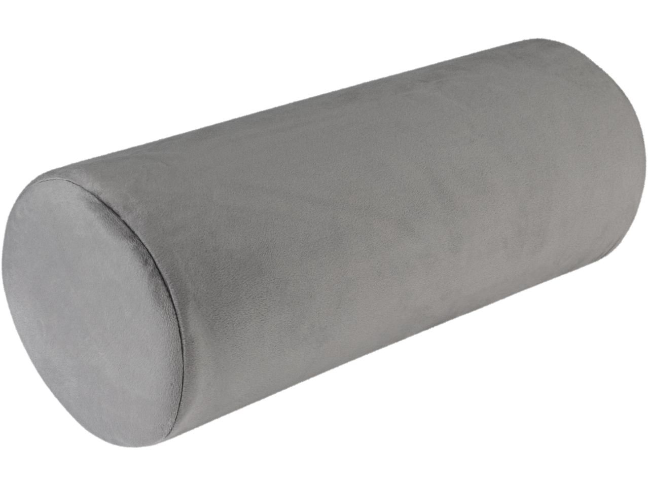 Cuscino cilindrico grigio per supporto alle ginocchia. 