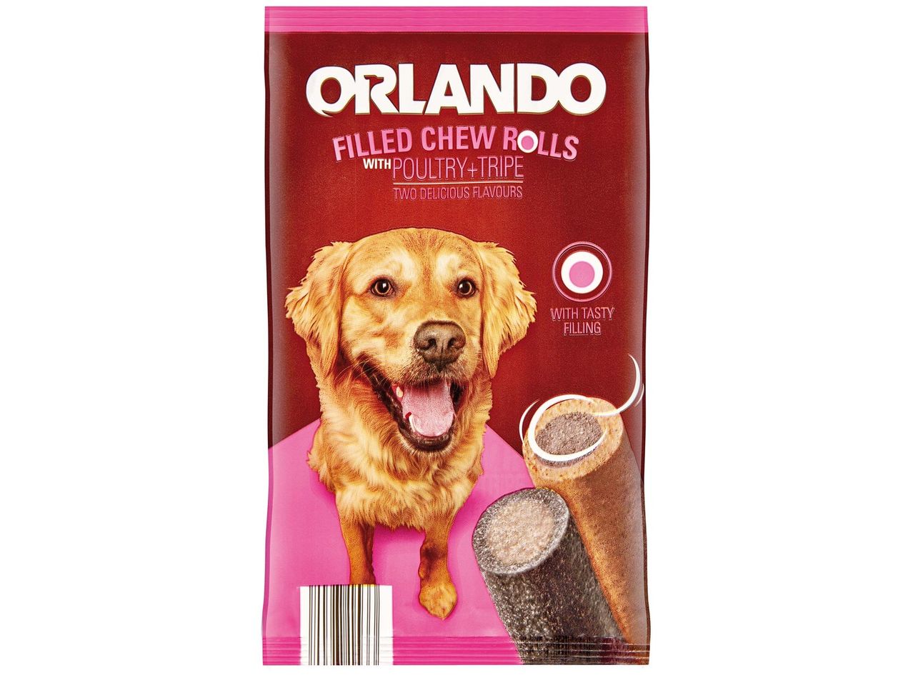 Orlando: töltött rágó rudacskák kutyáknak, baromfival és belsőséggel.