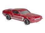Red Hot Wheels 1967 Ford Mustang GT500 toy car.