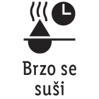 Ikona sa tekstom „Brzo se suši“ i simbolima za sušenje i vreme.