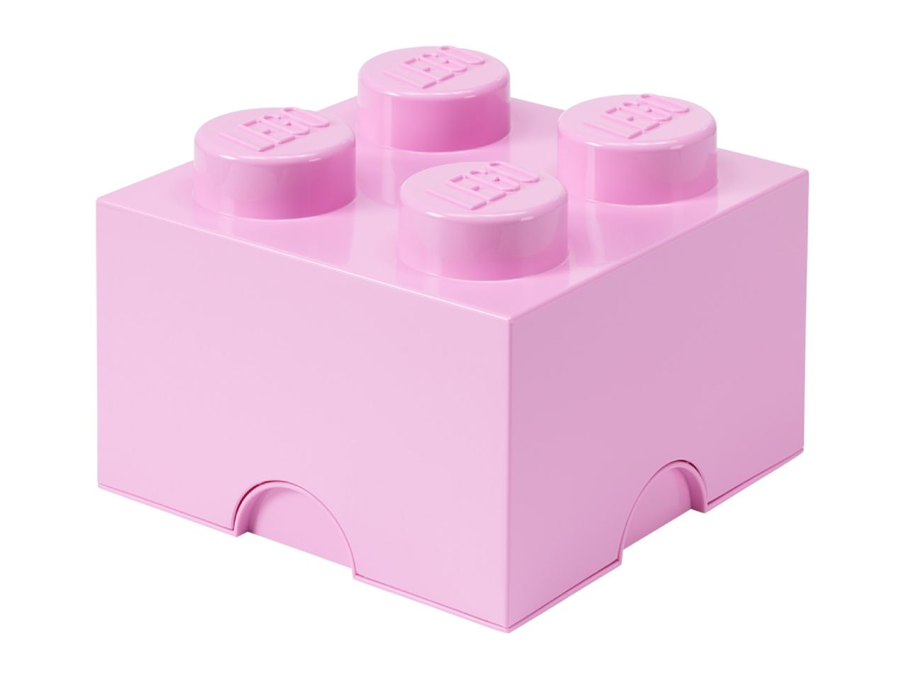 Pink storage brick with four studs on top, featuring a subtle embossed logo.