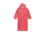 Ein roter Regenponcho mit Kapuze.