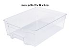 Prozoren plastični predal za hladilnik, mere: približno 31 x 22 x 9 cm.