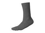A single dark grey crew sock shown on an invisible foot against a white background