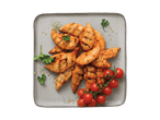 Grillitud kanafilee tomatite ja peterselliga hallil taldrikul