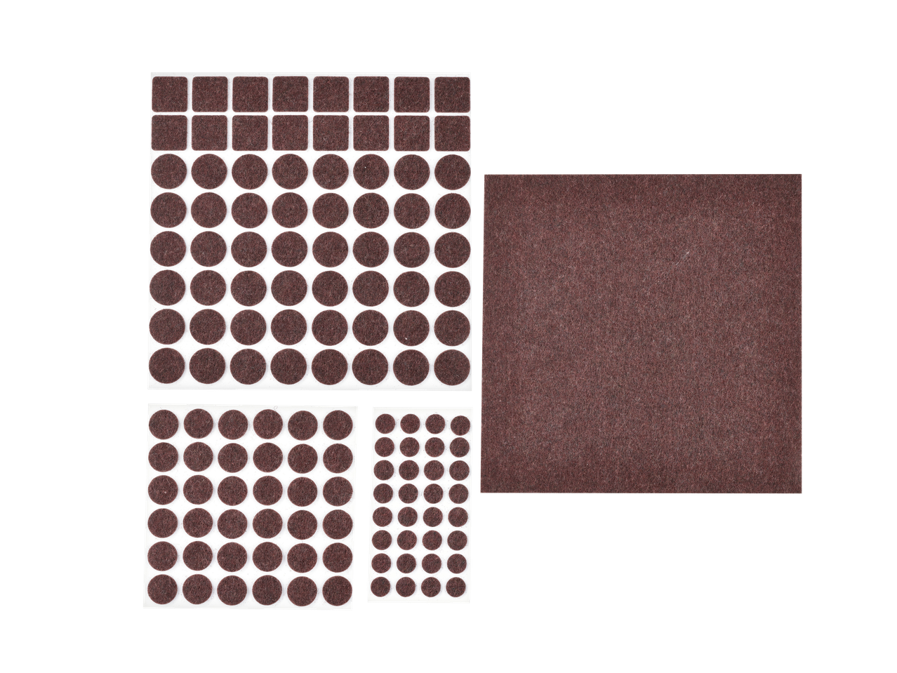 Parkside® bruine viltglijders of -stoppers, rond en vierkant, in diverse maten