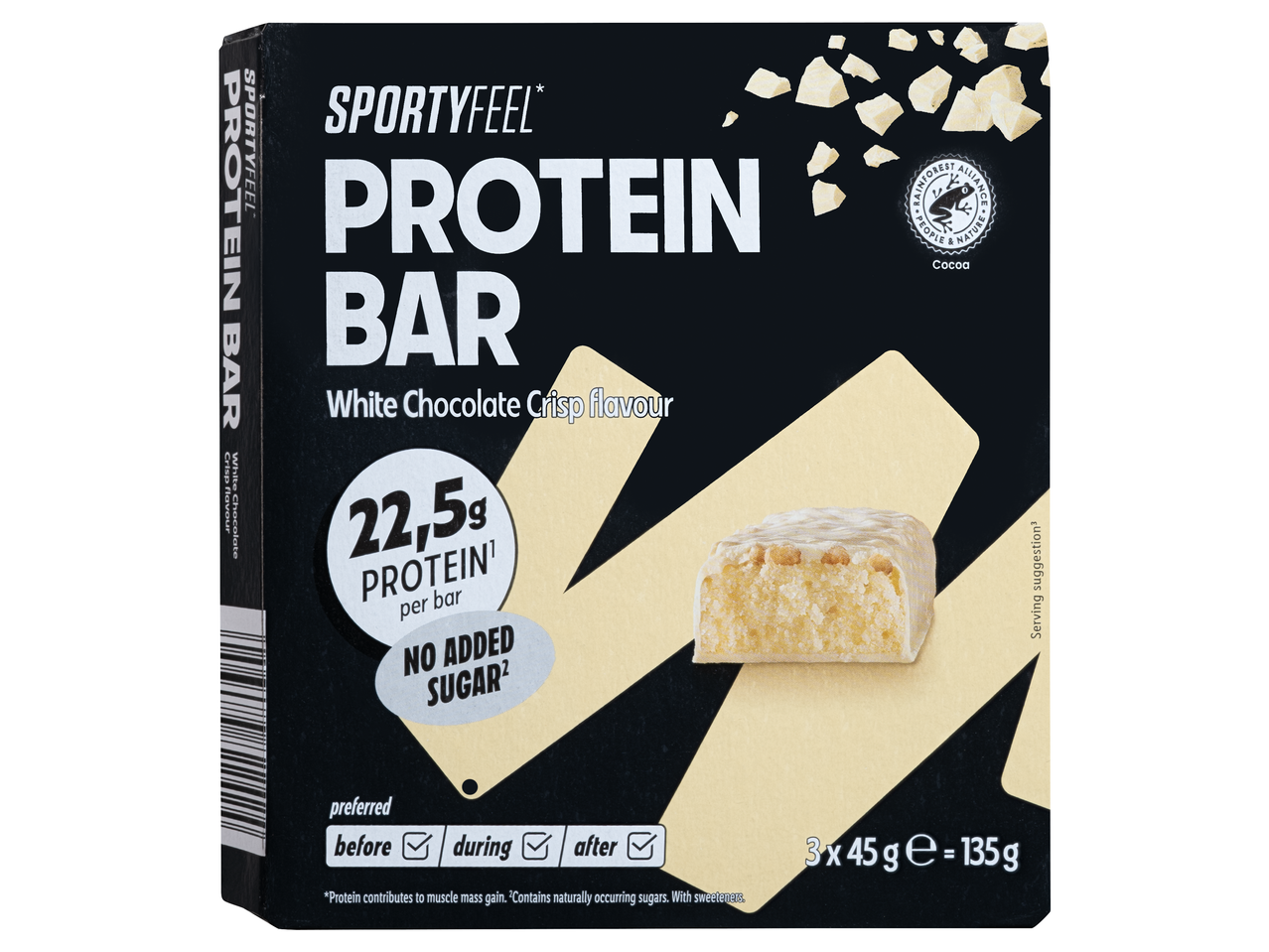 SPORTYFEEL Protein szelet, fehér csokoládé ropogós ízben, 3x45g