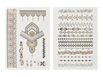 Two sheets of metallic temporary tattoos with ornate, geometric designs.