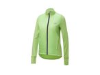 Lime green women's athletic jacket with quilted front panel and full zipper