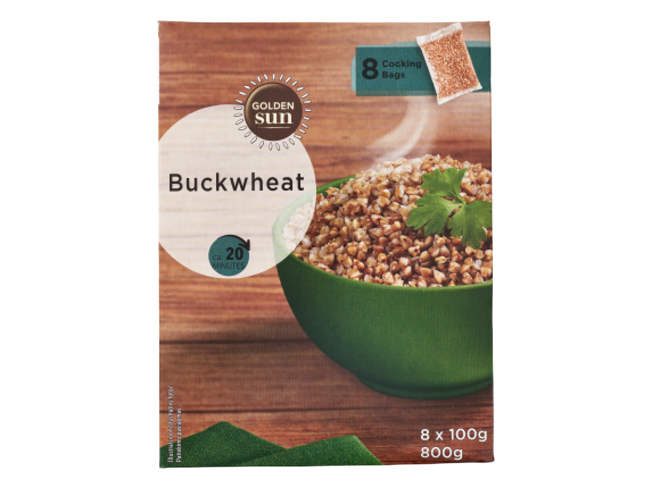 Golden Sun tatrahelveste pakend, millel on pilt valmis tatrast kausis.