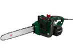 Una motosega elettrica verde e nera con la scritta 'PARKSIDE' sulla barra.