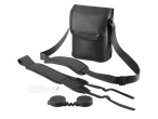 CRIVIT 10x42 Binoculars accessories including a carrying case, neck strap, lens caps, and cleaning cloth.