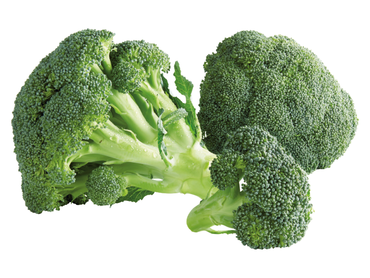 Två buketter broccoli.