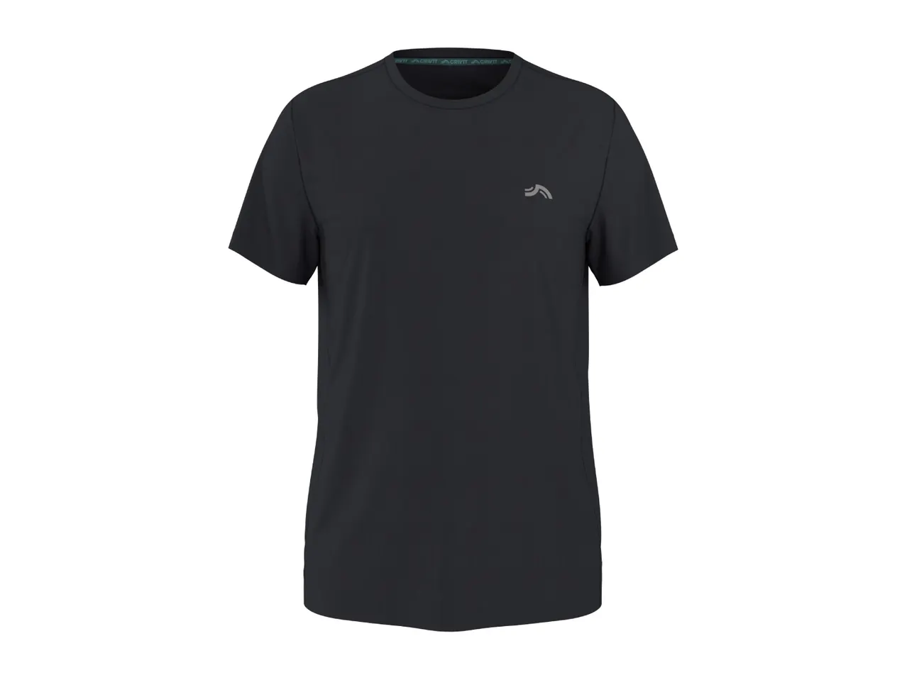 Dark grey short-sleeved sports t-shirt with a small logo on the chest.