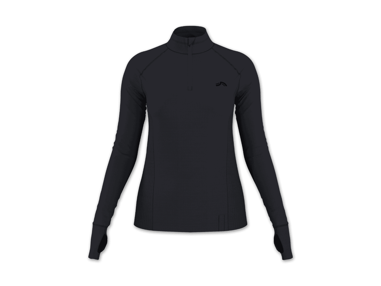 Dunkelgraues Langarmshirt mit Reißverschluss und Daumenlöchern