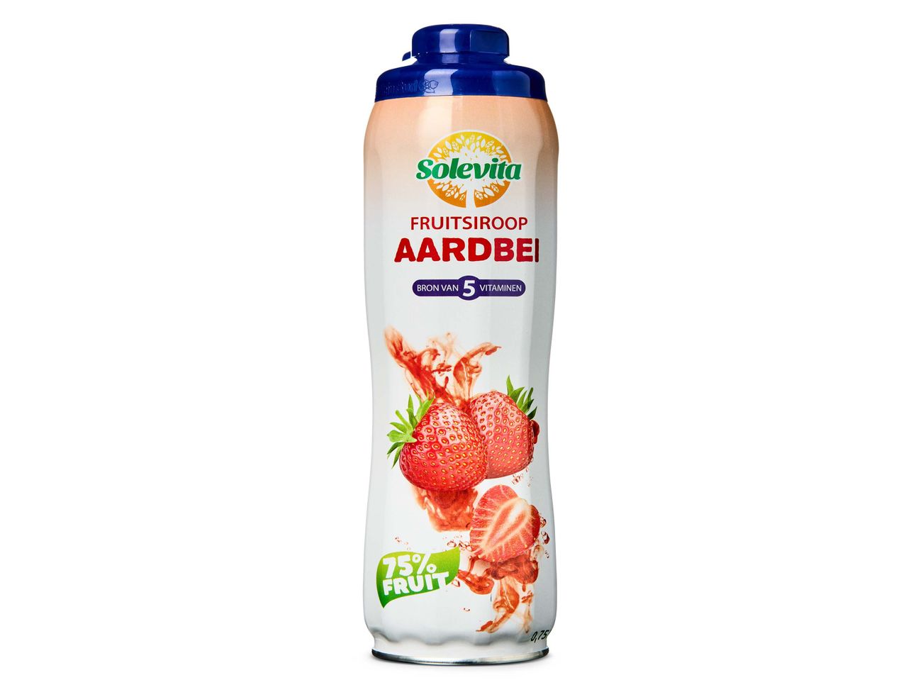 Solevita fruitsap aardbei, 75% fruit.