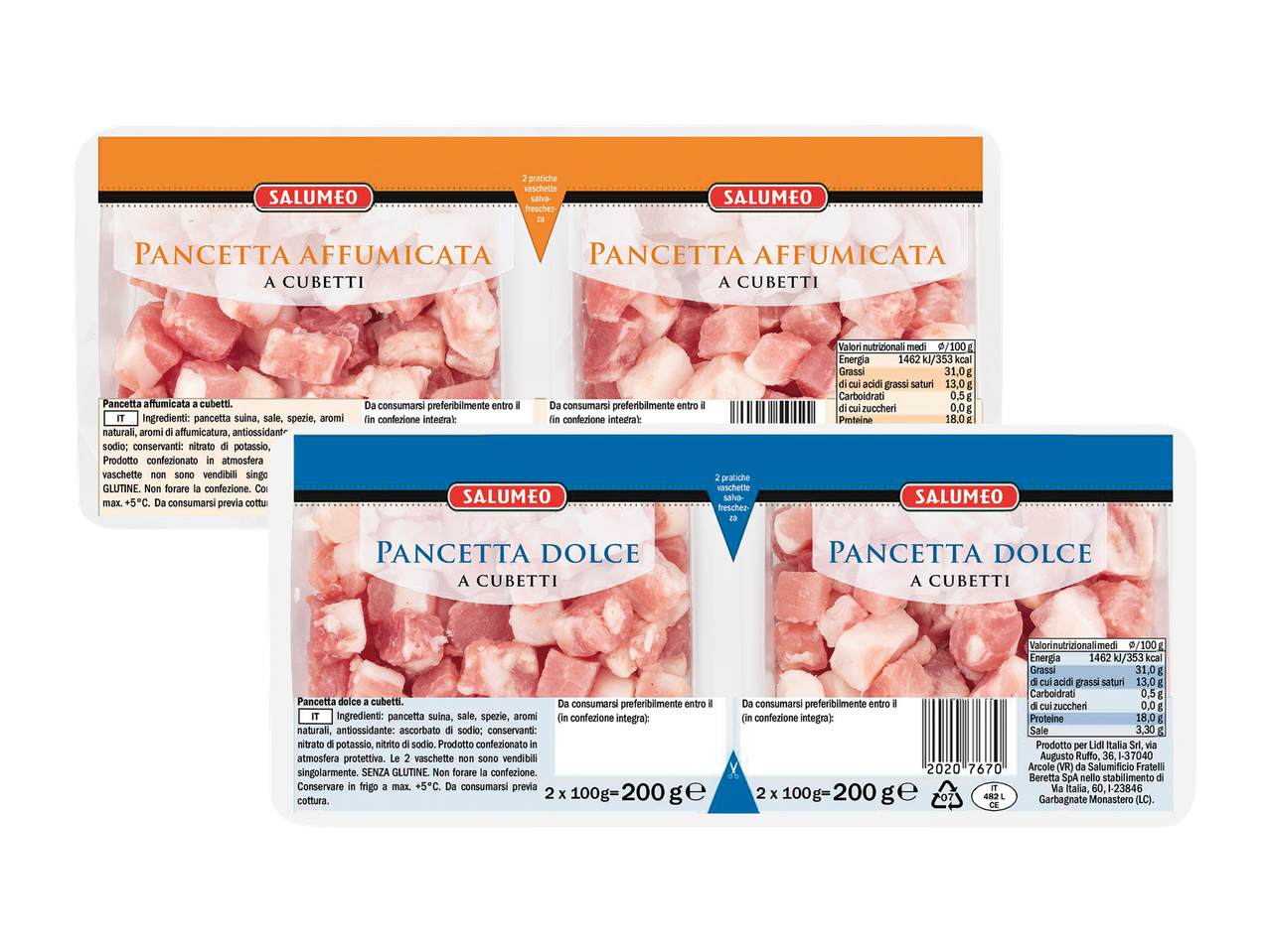 Pancetta dolce o affumicata a cubetti