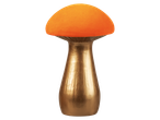 An orange mushroom-shaped stool with a golden base.