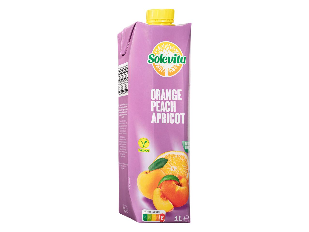 Solevita narancs, őszibarack és sárgabarack nektár dobozos kiszerelésben.