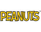 Gelber „PEANUTS“-Text auf schwarzem Hintergrund.