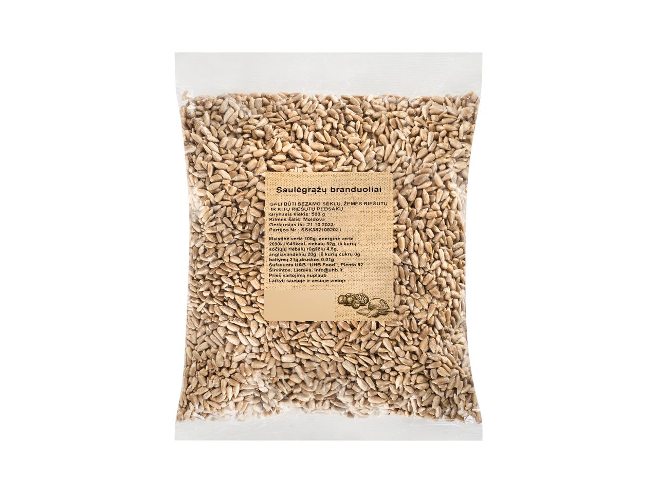 500g maišelis saulėgrąžų branduolių iš UHB Food.