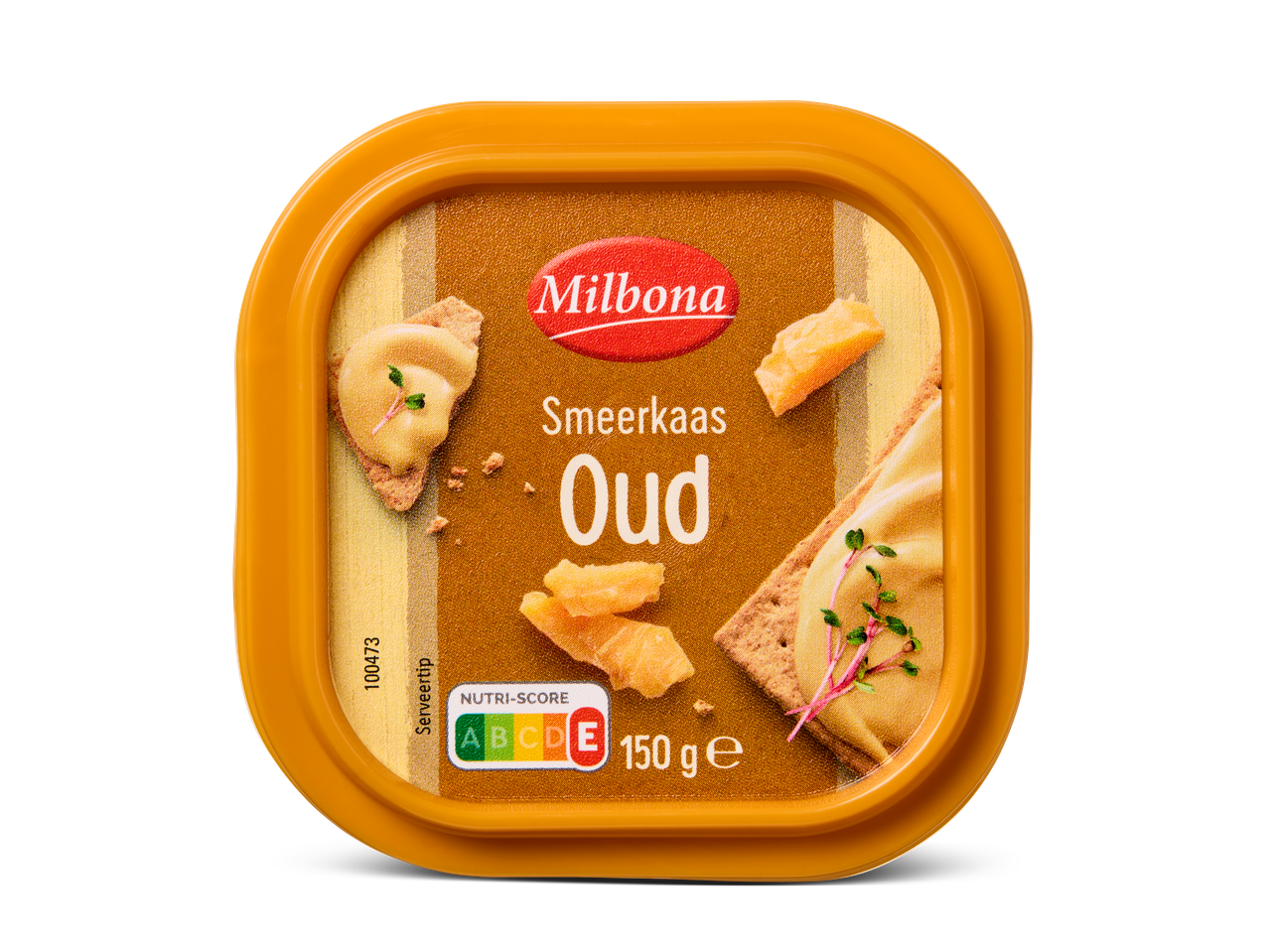 Milbona Smeerkaas Oud in een kuipje van 150 gram.