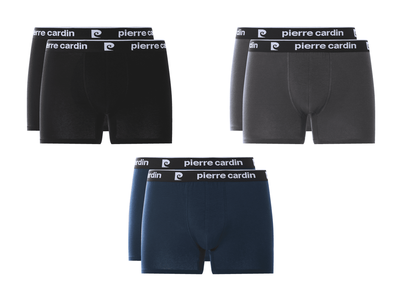 Lot de boxers pour hommes en noir, gris et bleu marine.