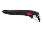 Black detachable pan handle with a red release button and a silver-colored gripping mechanism