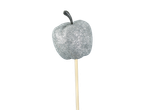Silver glitter apple decoration on a stick, part of a Christmas dried pick mix.