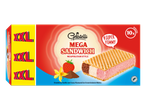 Caixa de 10 sanduíches de sorvete Gelatelli XXL, estilo napolitano.