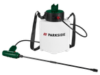 Parkside® 4V Cordless Pressure Sprayer with white tank and green handle.