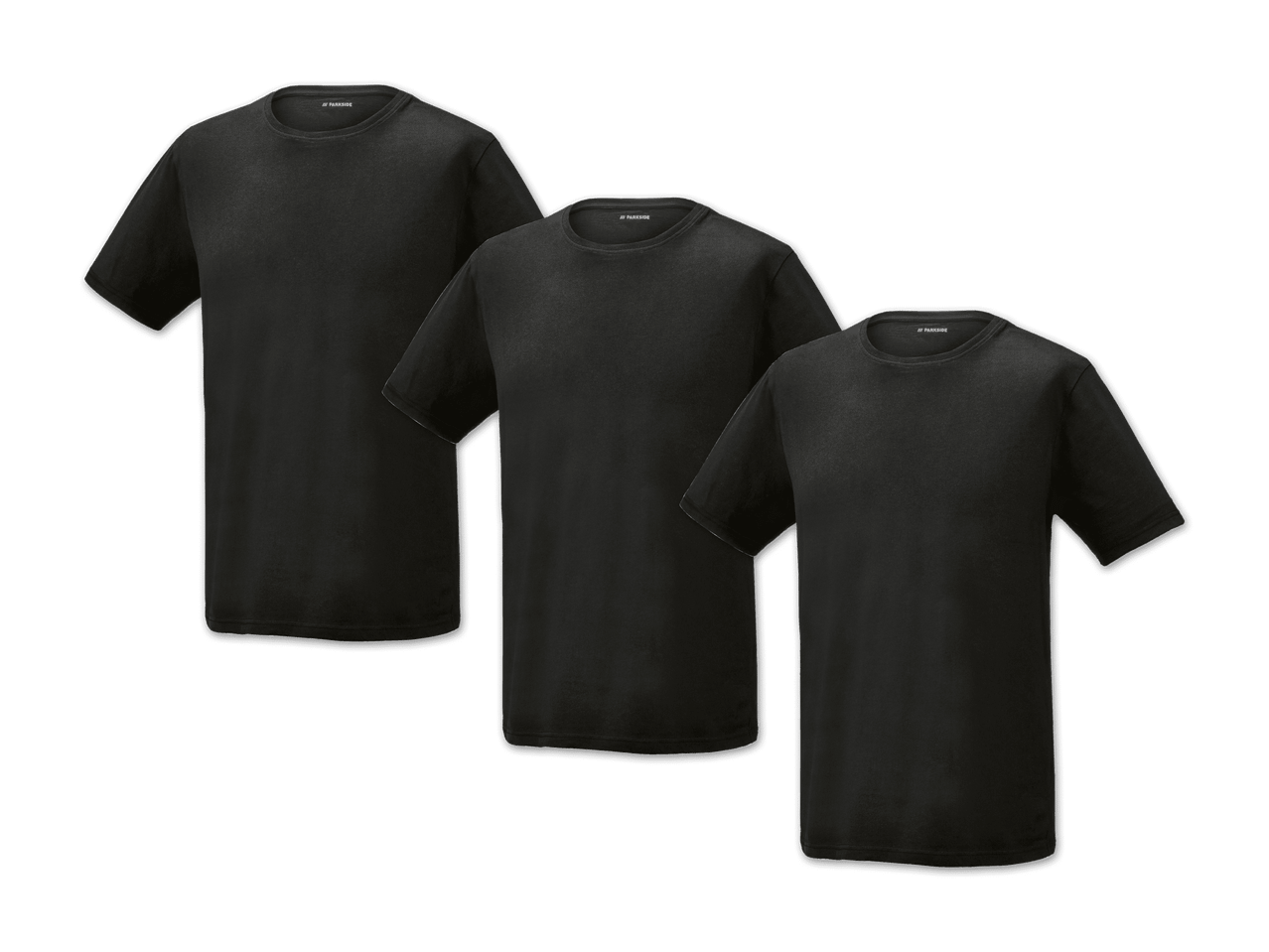 Drei schwarze T-Shirts.