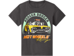 Тамносива мајица са принтом жутог тркачког аутомобила Hot Wheels и текстом „RODGER DODGER“.