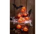 LIVARNO home 10 LED Halloween String Lights with pumpkin shapes on a wooden background.