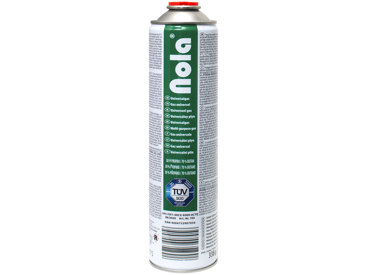 Gaz universel Mola, propane/butane, certifié TÜV.
