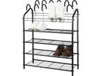 LIVARNO Stojalo za čevlje: Black metal shoe rack with white sneakers and brown dress shoes.