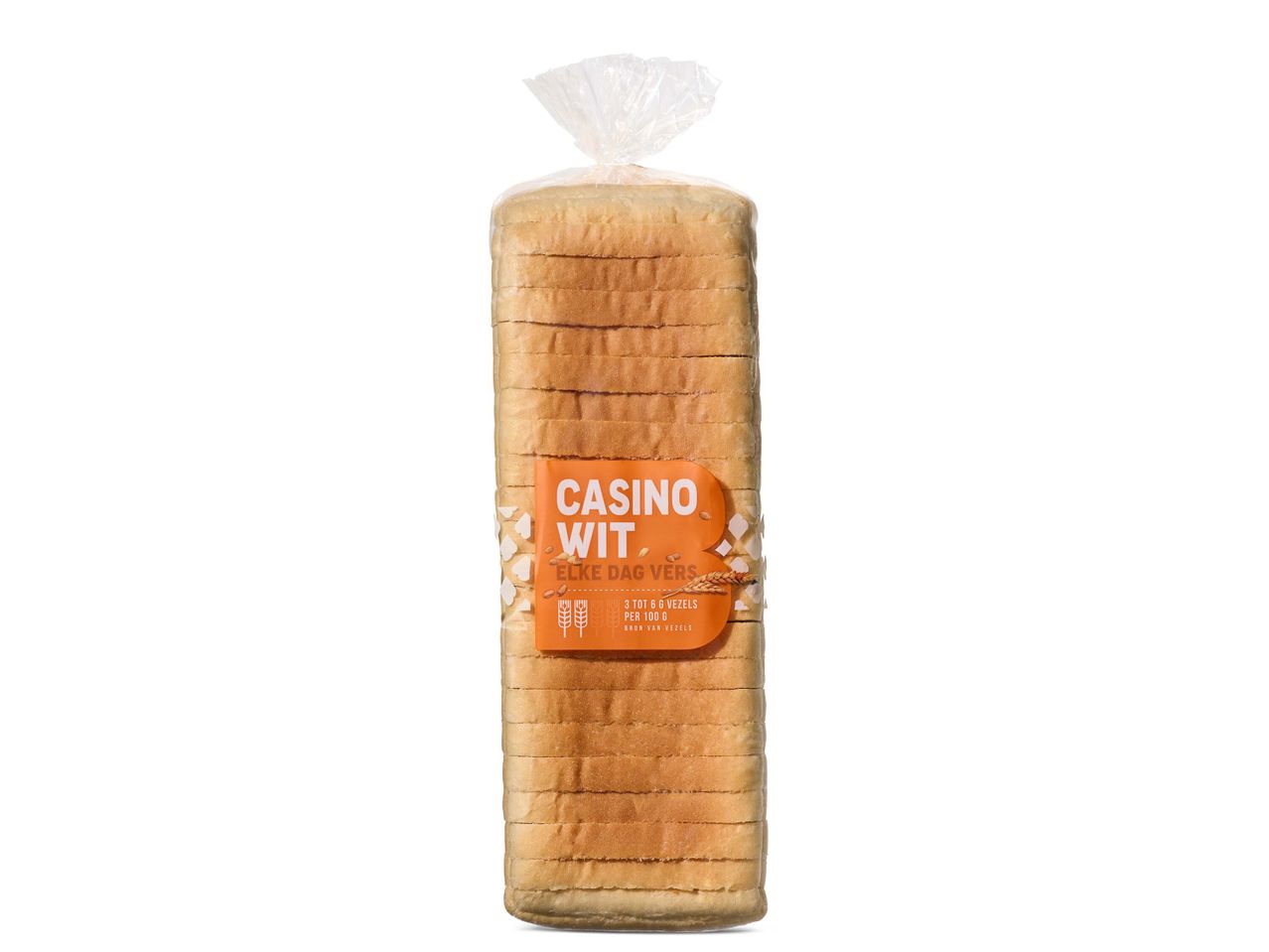 Casino witbrood in plakken: supermarktverpakking.