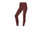 A pair of maroon high-waisted leggings with mesh detailing.